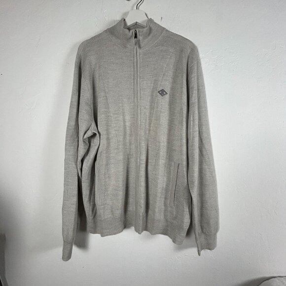 Polo Golf Ralph Lauren Mens Merino Wool Cashmere Full-Zip Sweater XL Gray Pocket - Picture 1 of 8